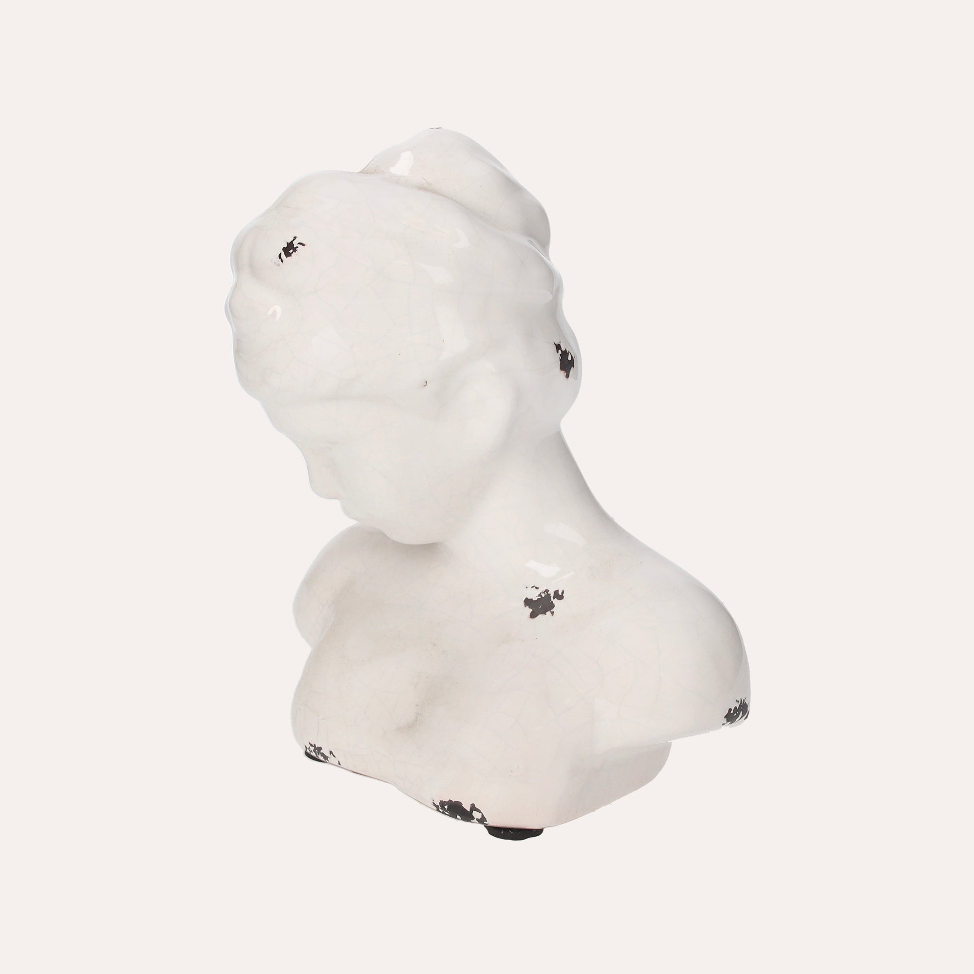 Antique White Ceramic Female Bust Ornament