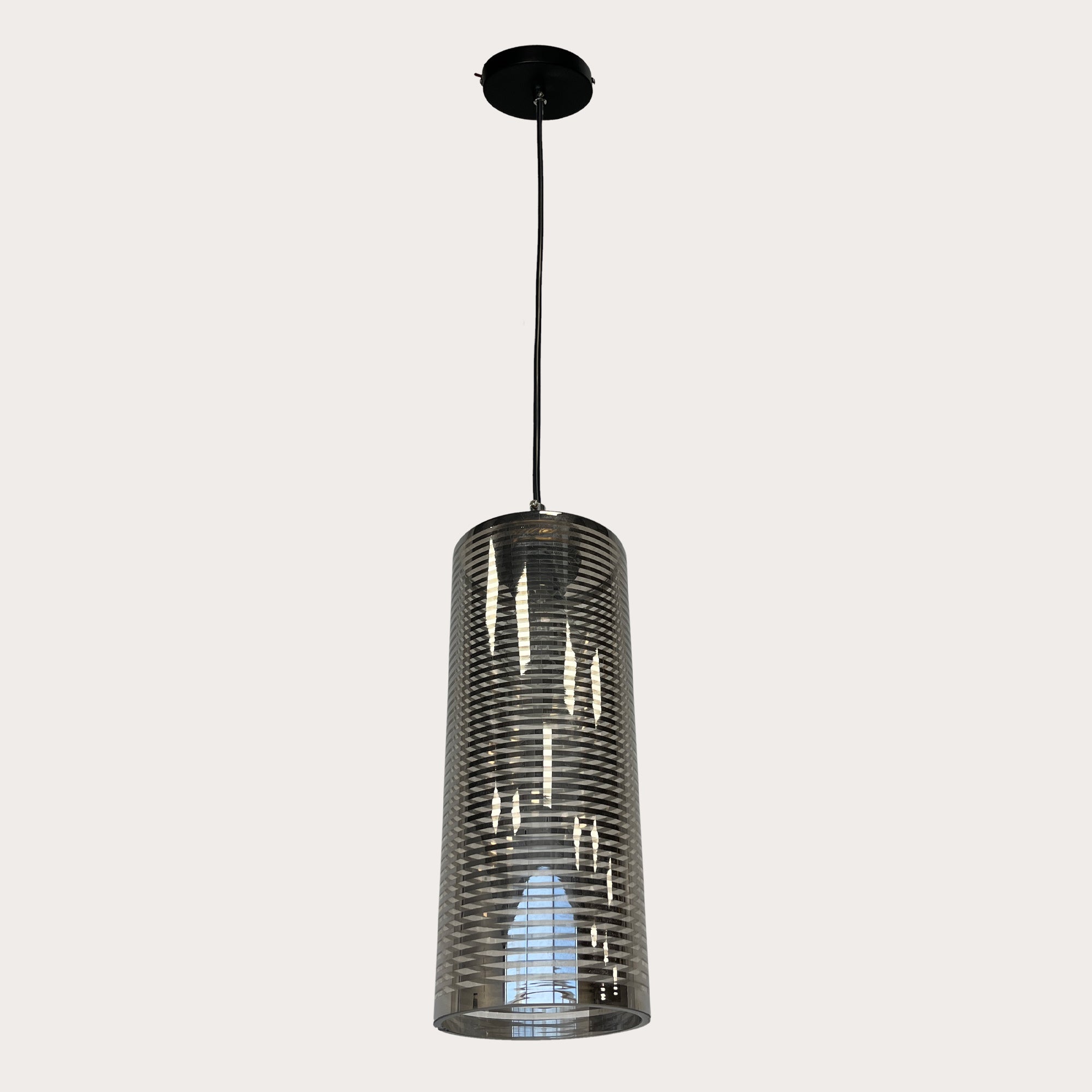Lampadario a Sospensione in Vetro Fumè Rigato