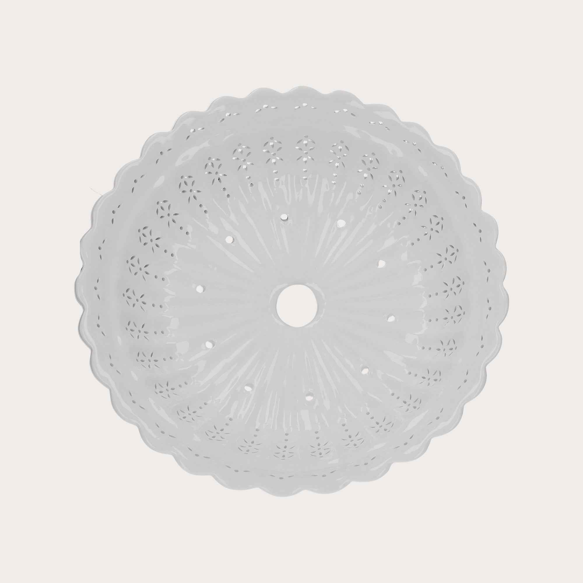 Round Lampshade 42 cm in Perforated White Ceramic