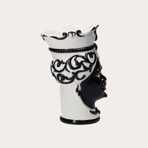 Vaso Testa di Moro Uomo in Ceramica Nera – Vaso Decorativo Artigianale