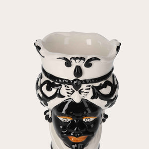 Vaso Testa di Moro Uomo in Ceramica Nera – Vaso Decorativo Artigianale