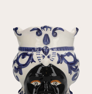 Vaso Testa di Moro Uomo in Ceramica Decorata - Atigianato Made in Italy h. 20 cm