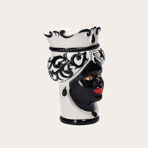 Vaso Testa di Moro Piccolo in Ceramica Nera – Artigianato Made in Italy h. 20 cm