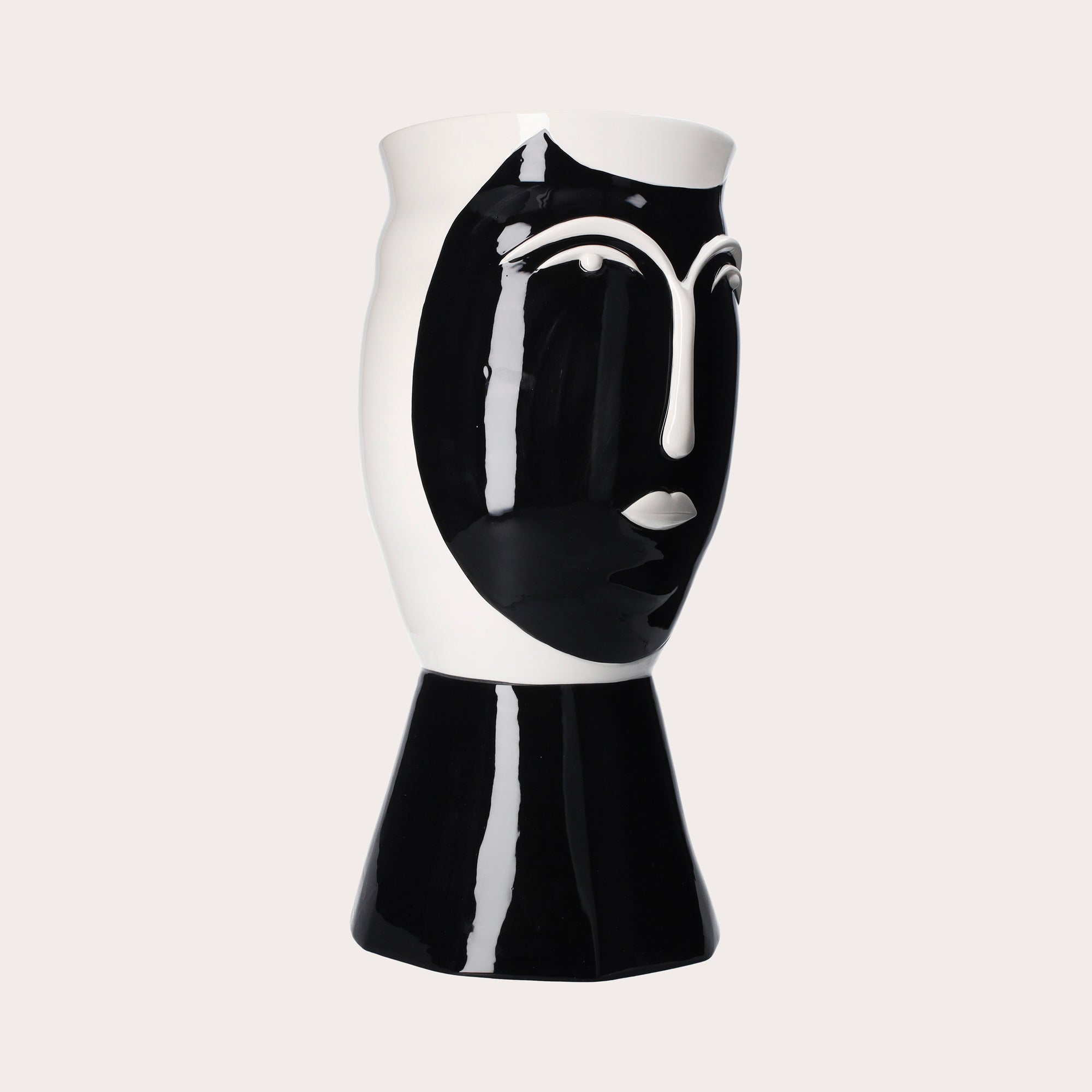 Vaso Testa Moderno in Ceramica Bianco e Nero