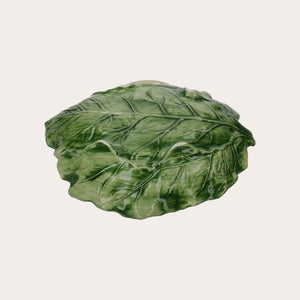 Piatto da Portata in Ceramica Verde a Forma di Foglia fatto a mano – Made in Italy