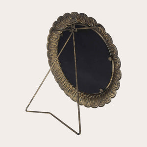 Specchio Arrotondato con Cornice in Ottone a Petali