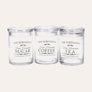Tris di Barattoli in Vetro per Zucchero, Caffè e Tè