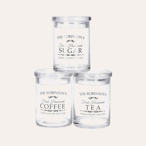 Tris di Barattoli in Vetro per Zucchero, Caffè e Tè