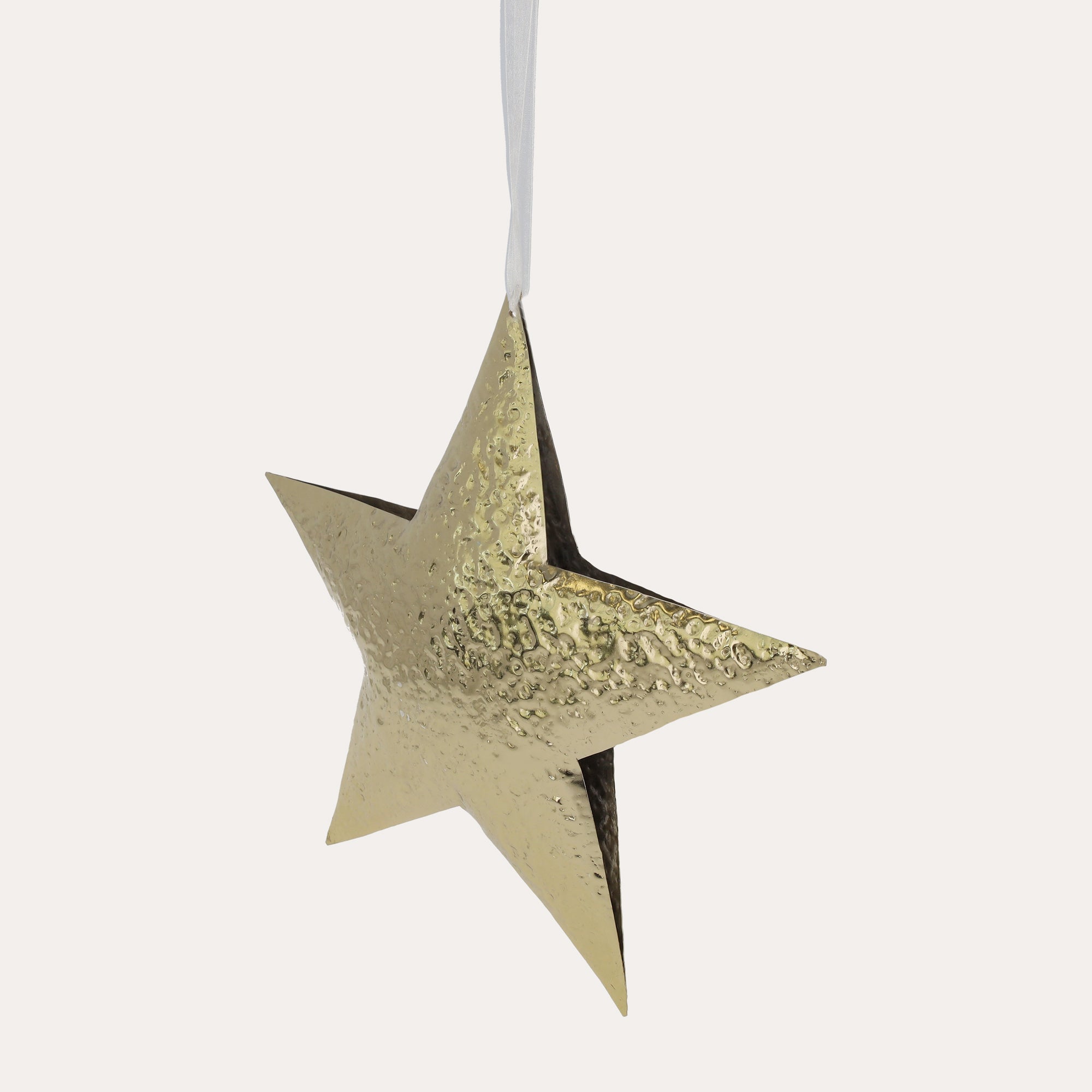 Decorazione Natalizia a Forma di Stella in Metallo Oro