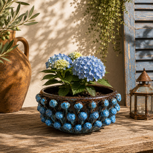 Ciotola Pigna Artigianale Grande in Terracotta Blu 32x12 cm