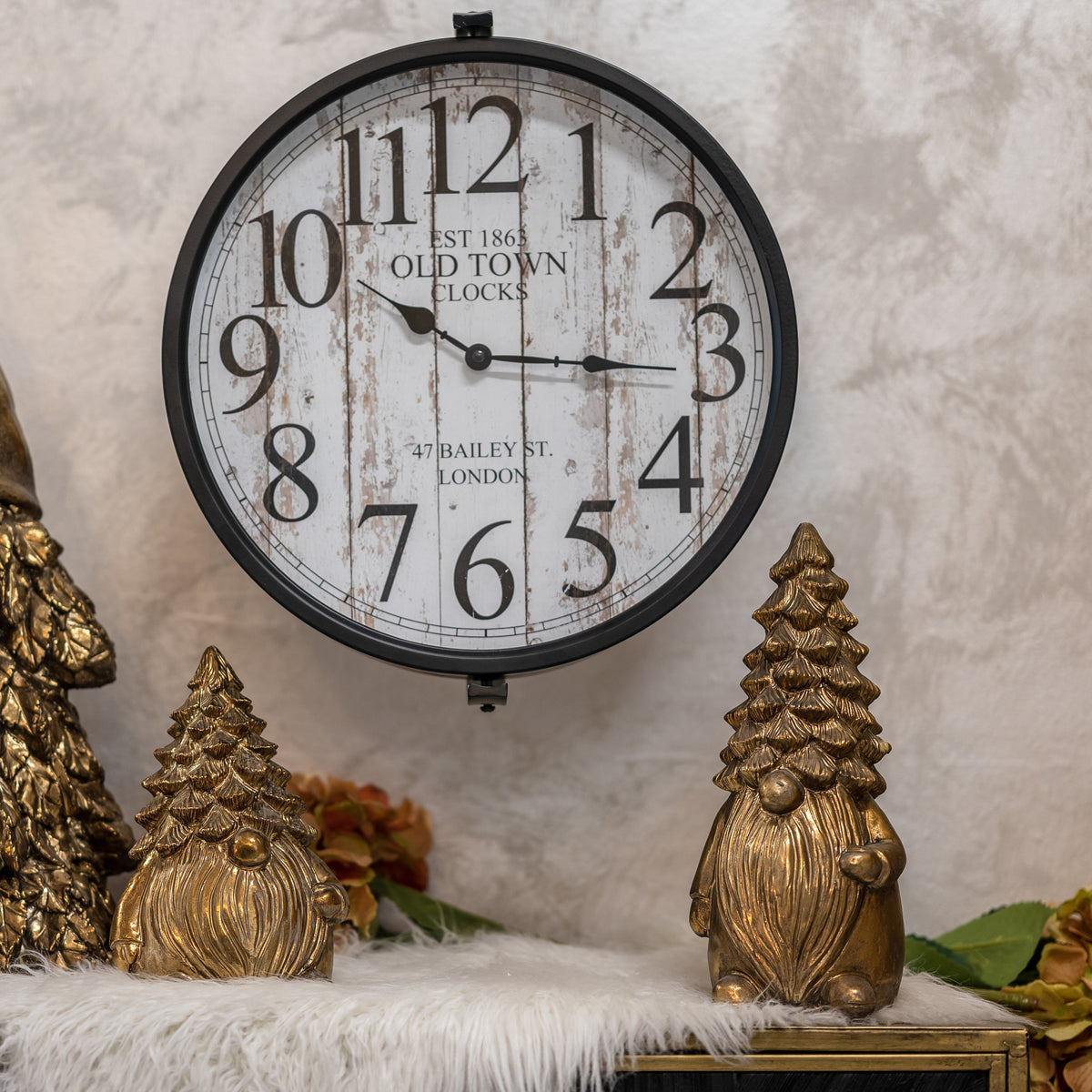 Old Town Black Drehwanduhr Ø 40 cm mit Halterung