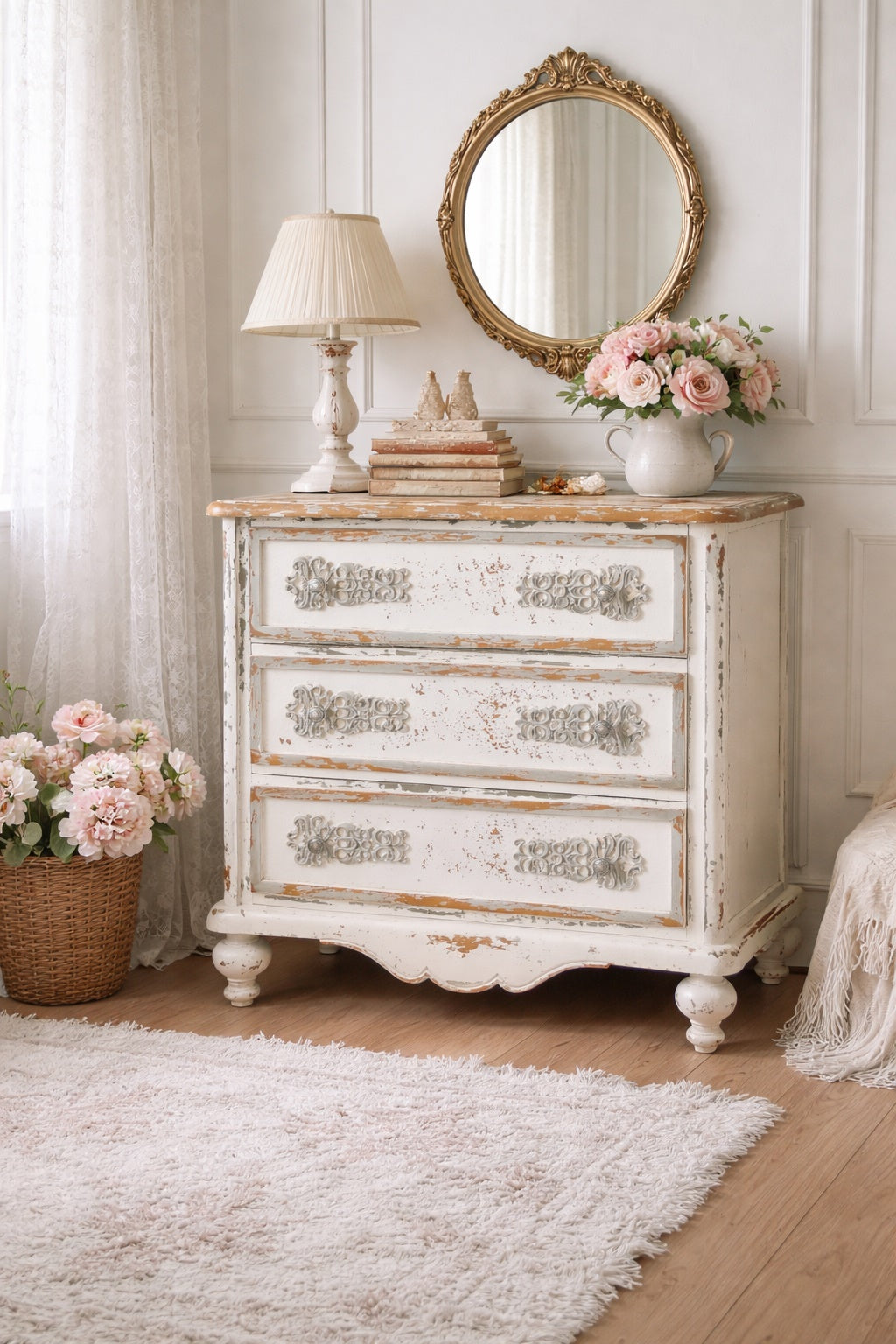 Wooden chest of drawers with 3 drawers