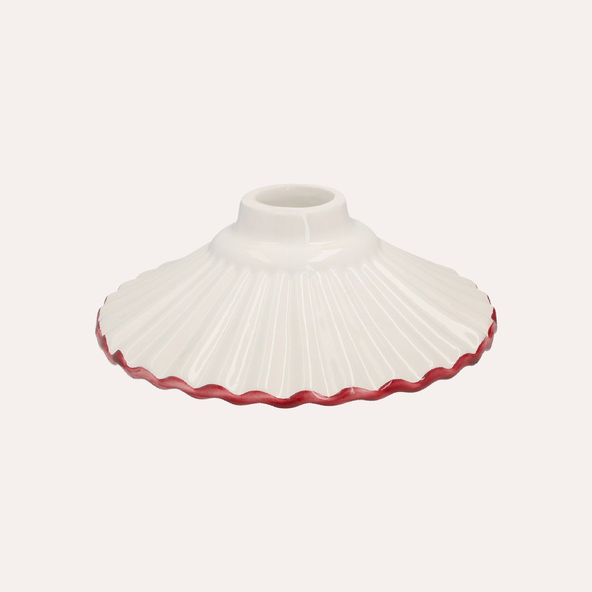 White Ceramic Lampshade with Pink Rim Ø 20 cm