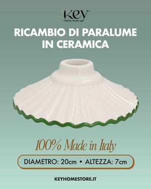 Paralume in Ceramica Bianca con Bordo Verde