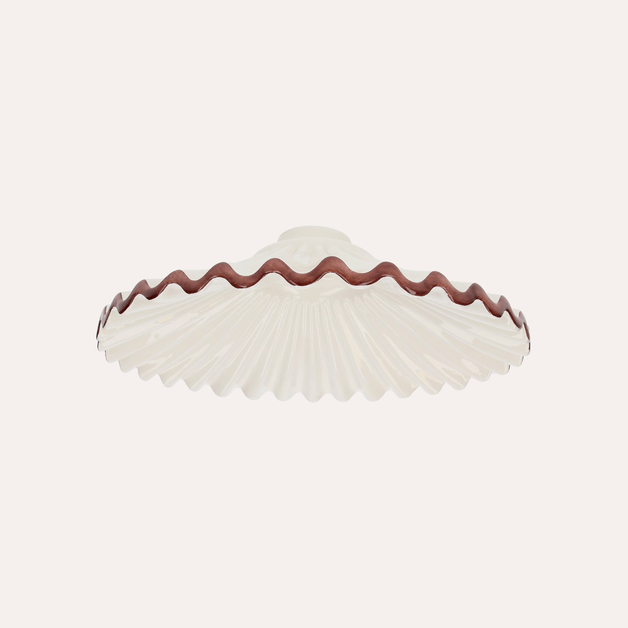 Rustic White Ceramic Lampshade with Brown Rim Ø 30 cm