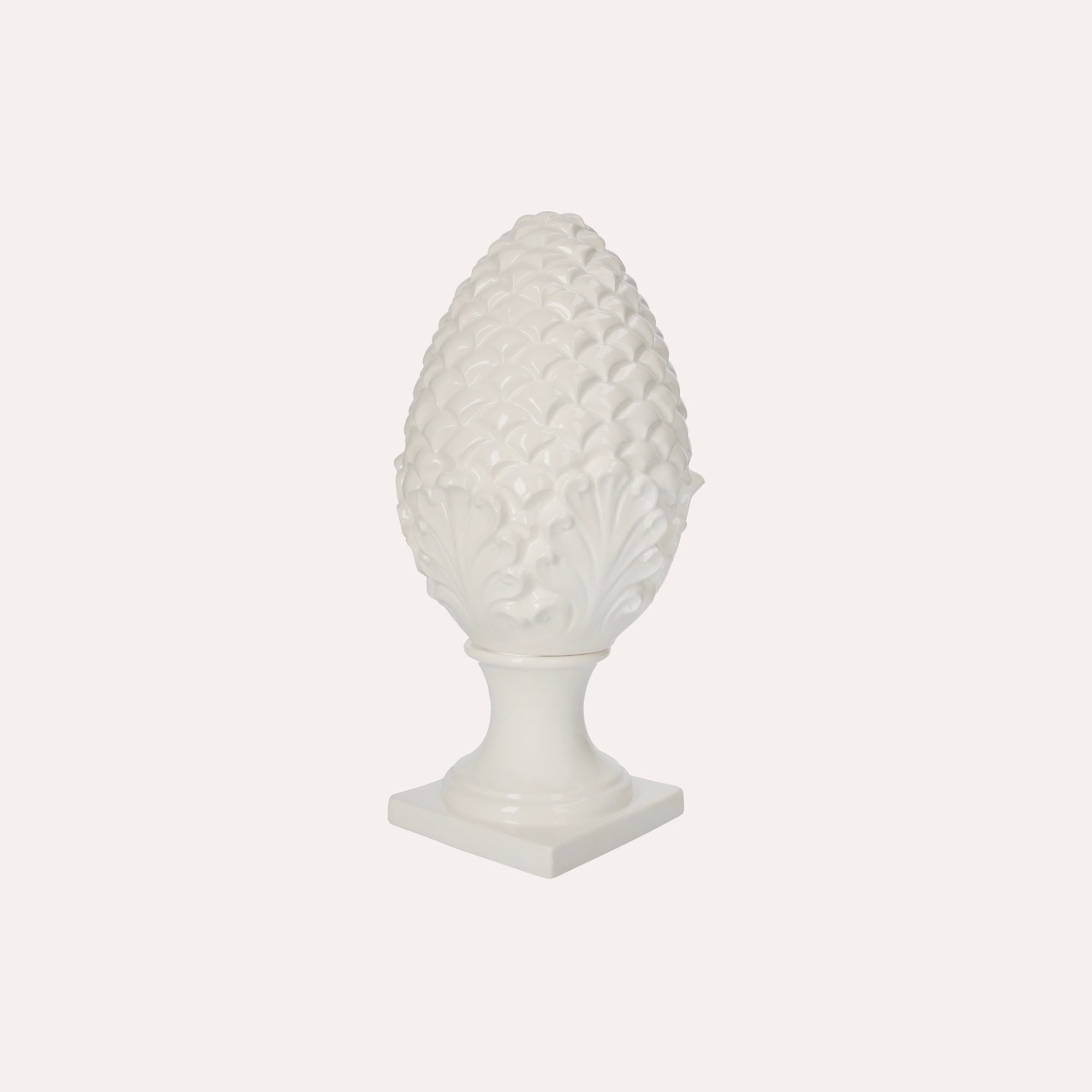 Elegant White Ceramic Pine Cone Decoration
