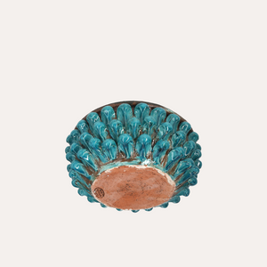 Ciotola Pigna Artigianale Grande in Terracotta Turchese 32x12 cm