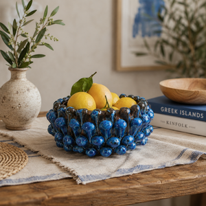 Ciotola Pigna Artigianale in Terracotta Blu H.10x23 cm
