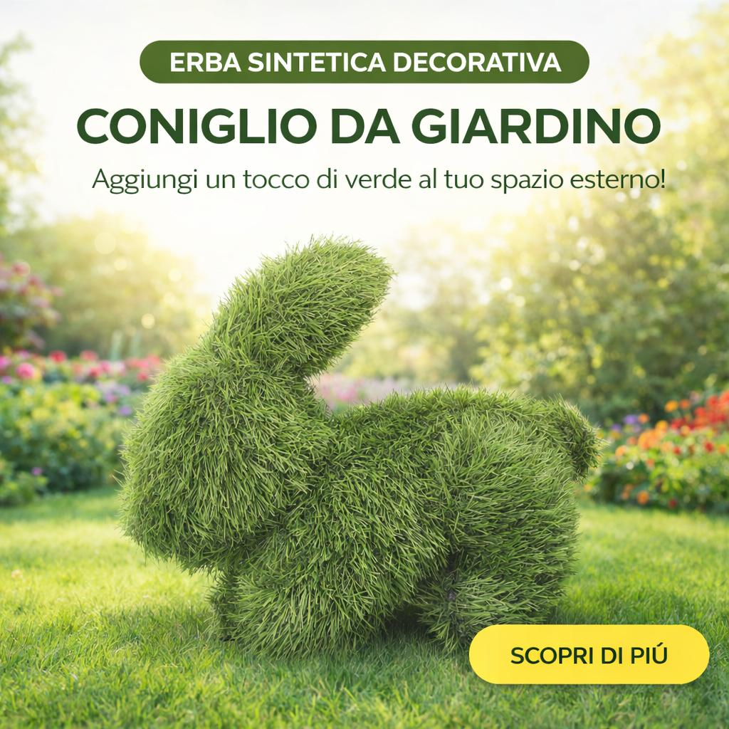 Coniglio Verde in Erba Sintetica H.35x42x23 cm – Decorazione da Giardino