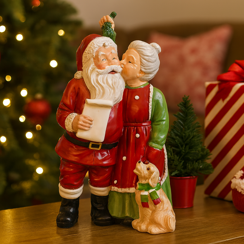 Christmas figurine of Santa Claus and Mrs. Claus