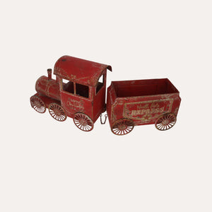 Trenino Natalizio con Carretto in Latta Rosso H.68x28 cm - KeyHome Store