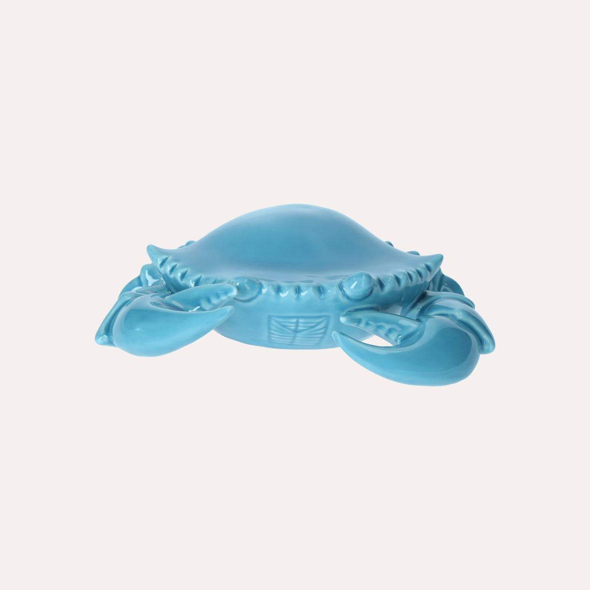 Crab Figurine in Light Blue Ceramic with Glossy Finish