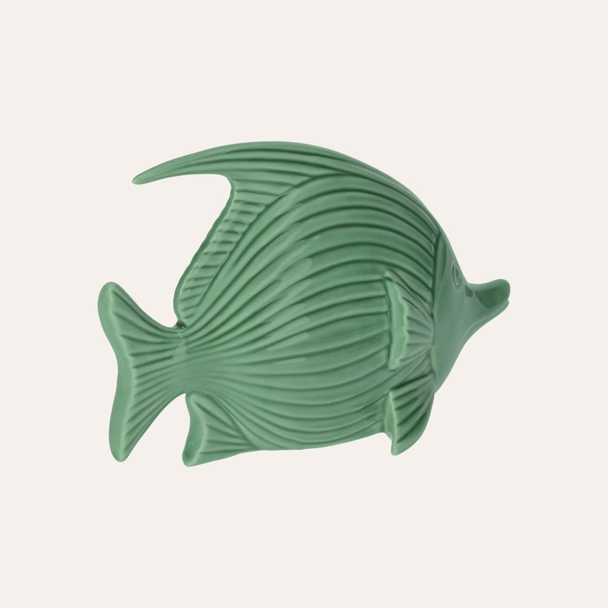 Elegant Fish Figurine in Glossy Green Ceramic