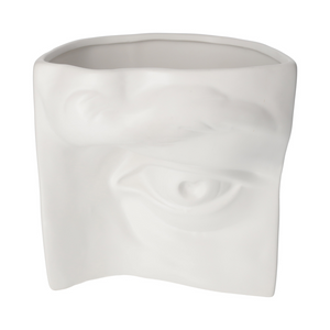 Vaso in Ceramica Bianca Opaca a Forma di Occhio
