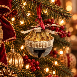 Bolota de Natal em Lata Dourada e Verde Alt.28x33 cm - KeyHome Store