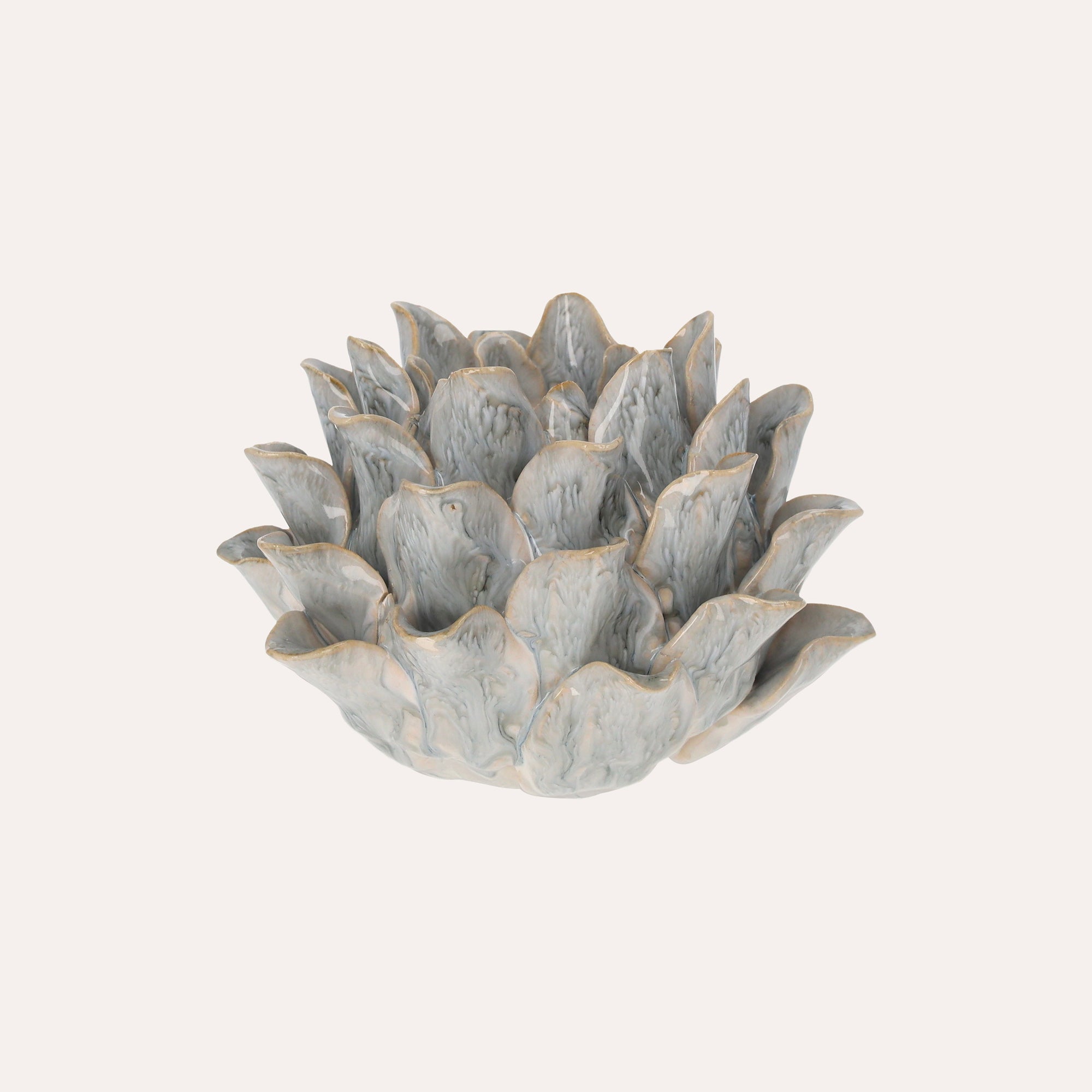 Ceramic Candle Holder with Leaf Decorations