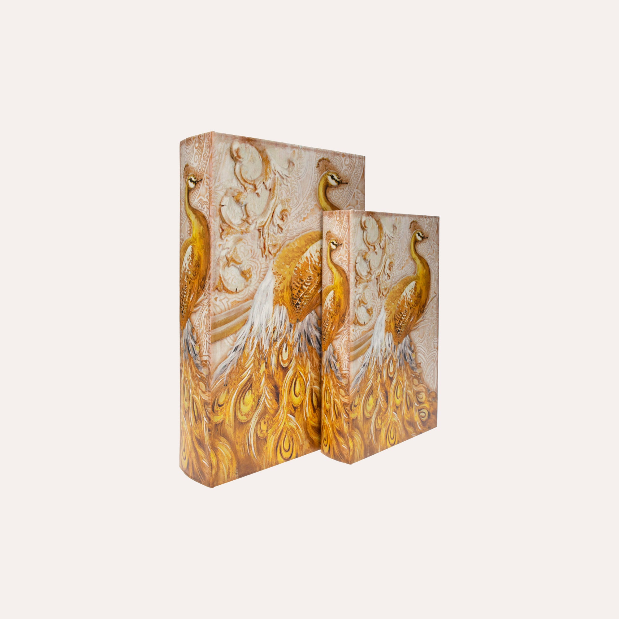 Coppia Scatole Decorative con Pavoni