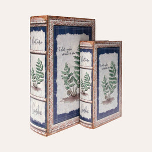 Scatole Libro in Legno con Rappresentazione della Natura
