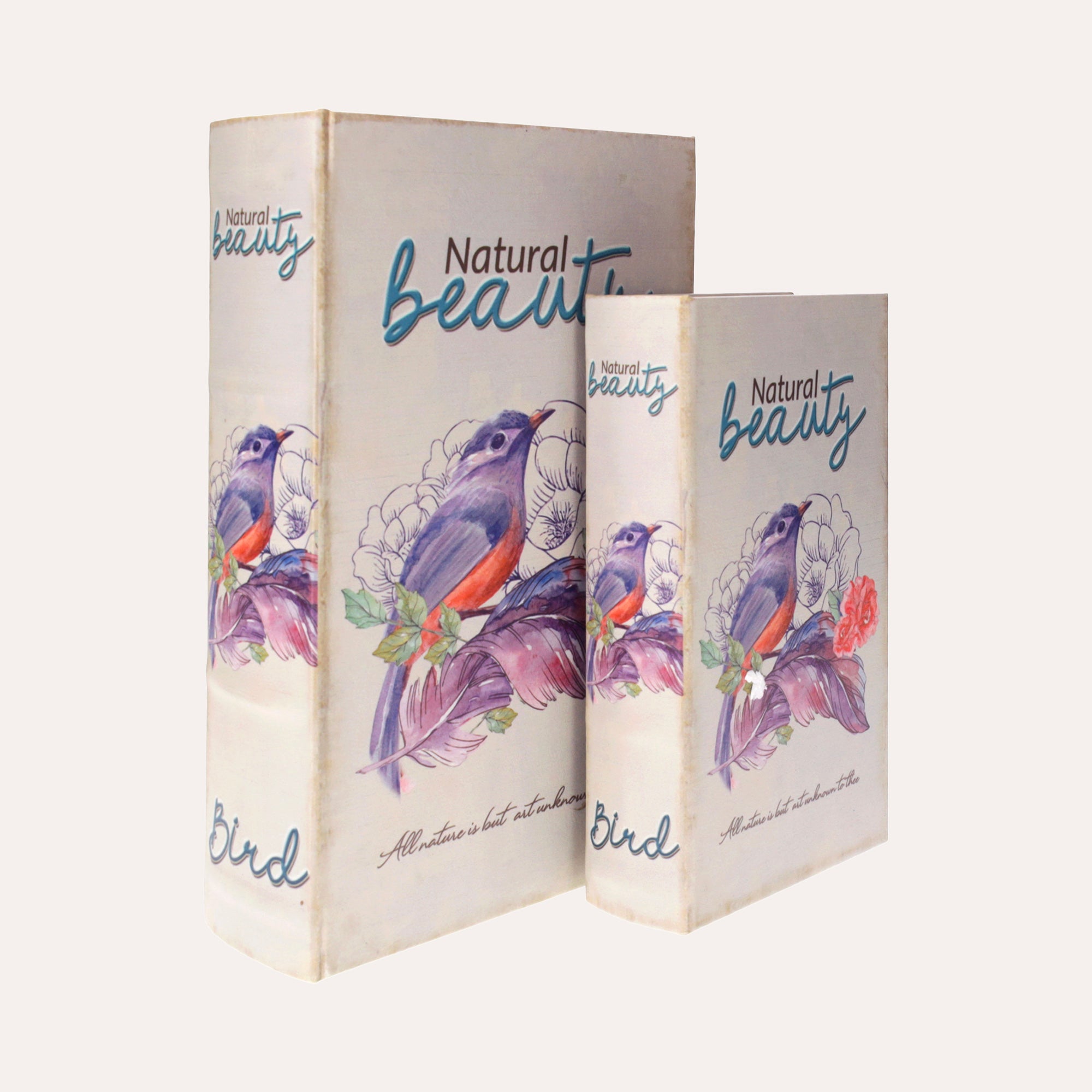 Set di Scatole Libro con Uccellino Viola per Organizzazione