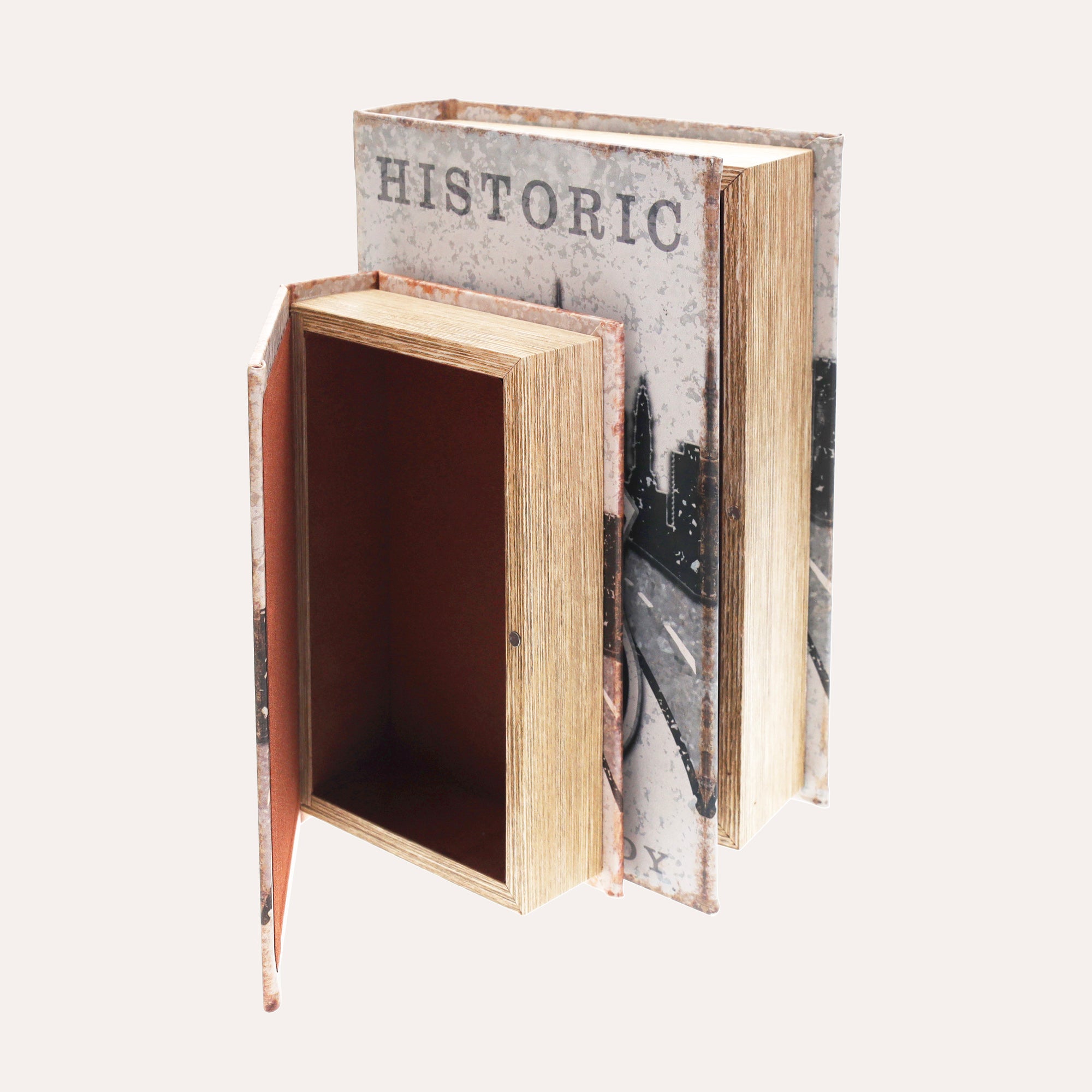 Set Di Due Scatole Libro "route 66" In Mdf Eleganti