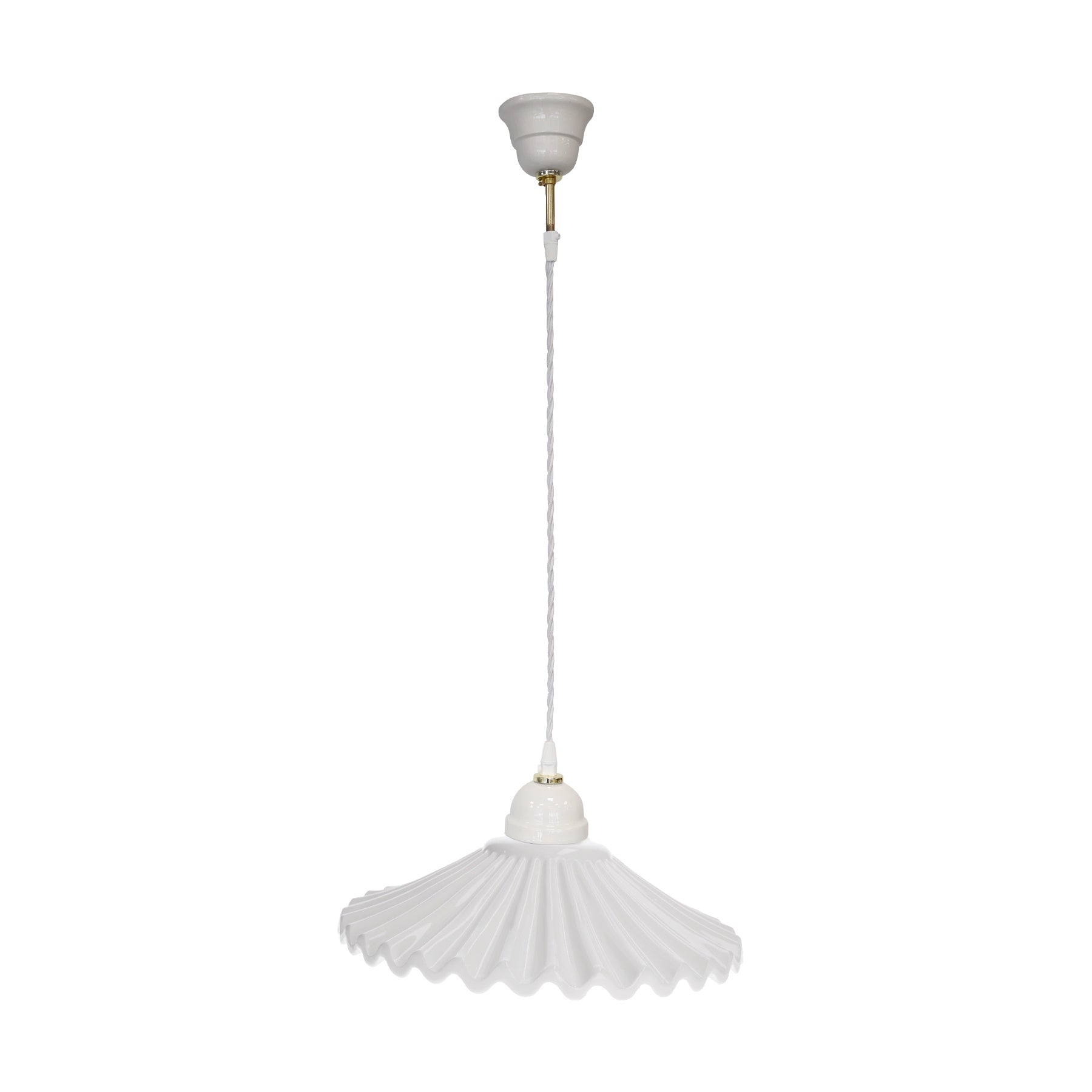 Rustic White Ceramic Chandelier with 30cm Braid, Made in Italy