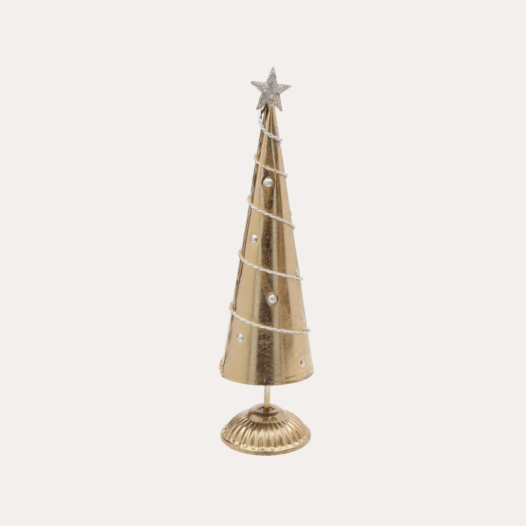 Decorative Christmas Tree with Pedestal, Made of Tin