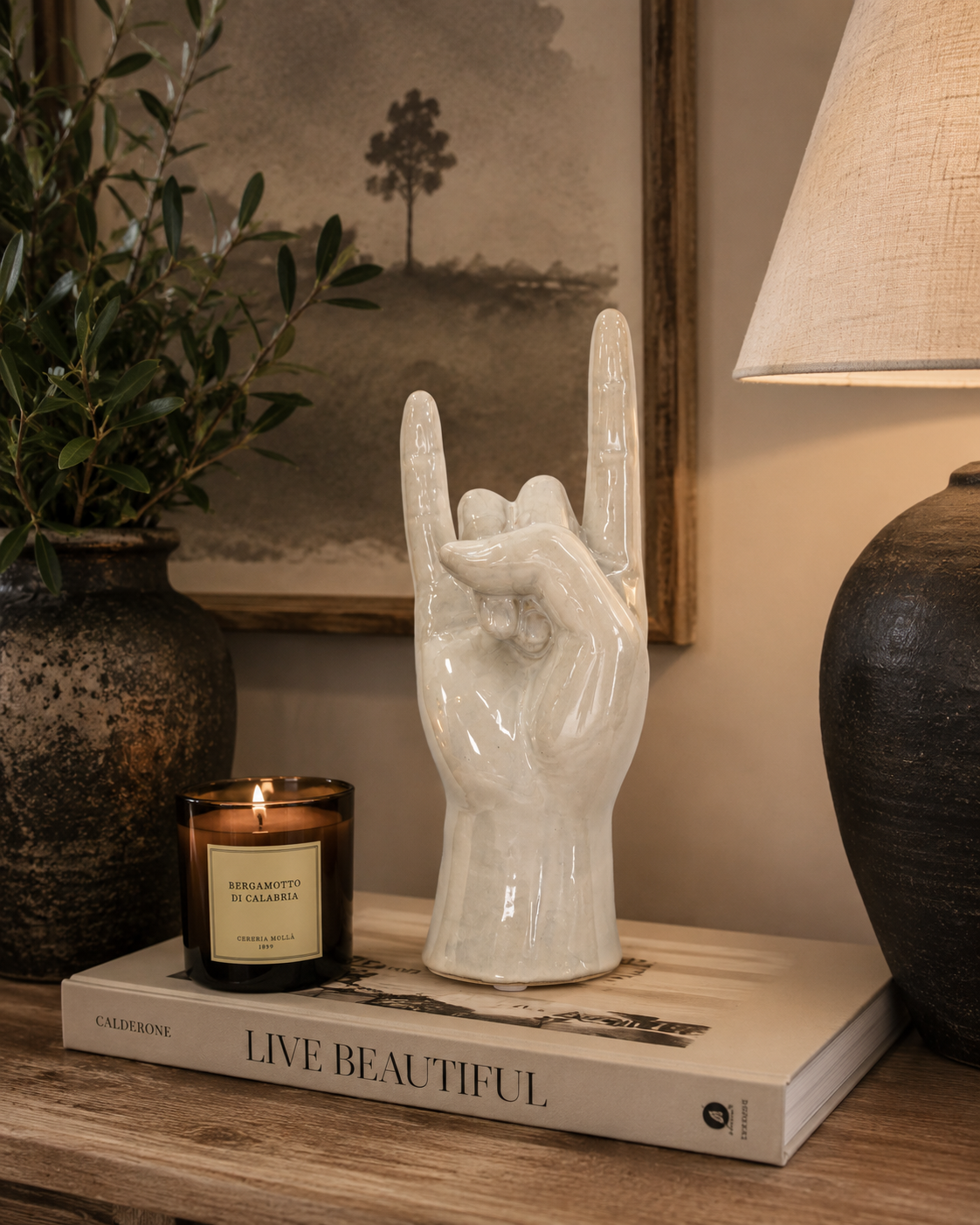 Mano decorativa “Corna” in ceramica H.22×10×7 cm