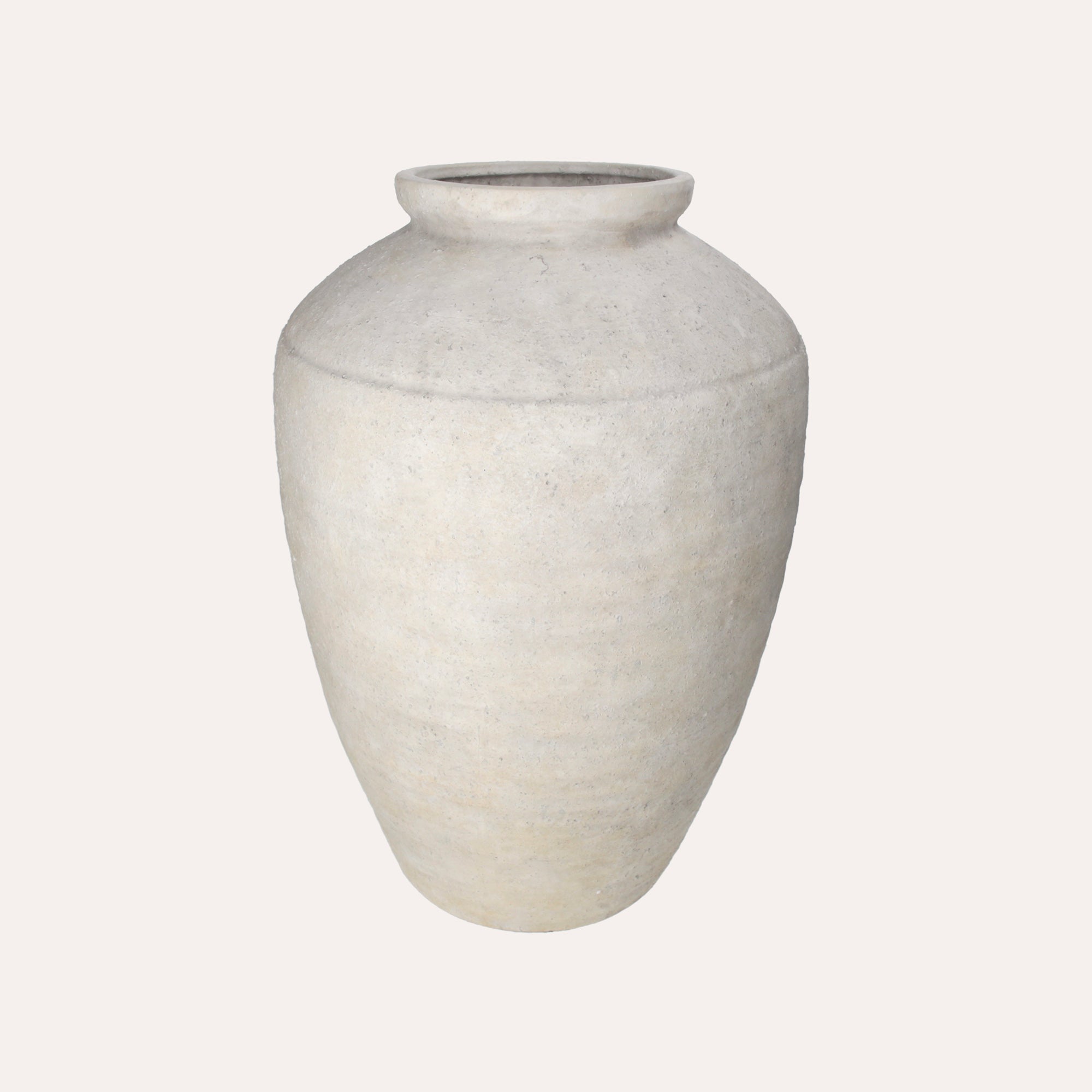 White Amphora with a Rough Finish, 50 cm High