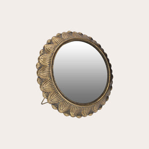 Specchio Rotondo da Appoggio in Stile Vintage Dorato – Decorazione Elegante per Casa