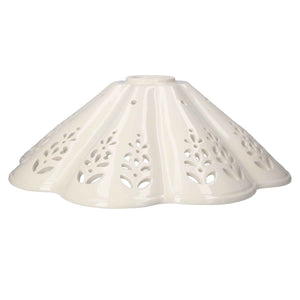 Paralume in Ceramica Bianca Traforata, Stile Rustico - 38 cm
