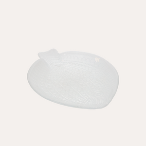 Set 2 Piatti Pesce in Vetro Bianco Trasparente 30x25 cm