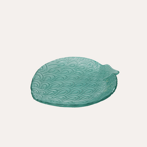 Piatto Pesce Verde Acqua in Vetro 24x22 cm