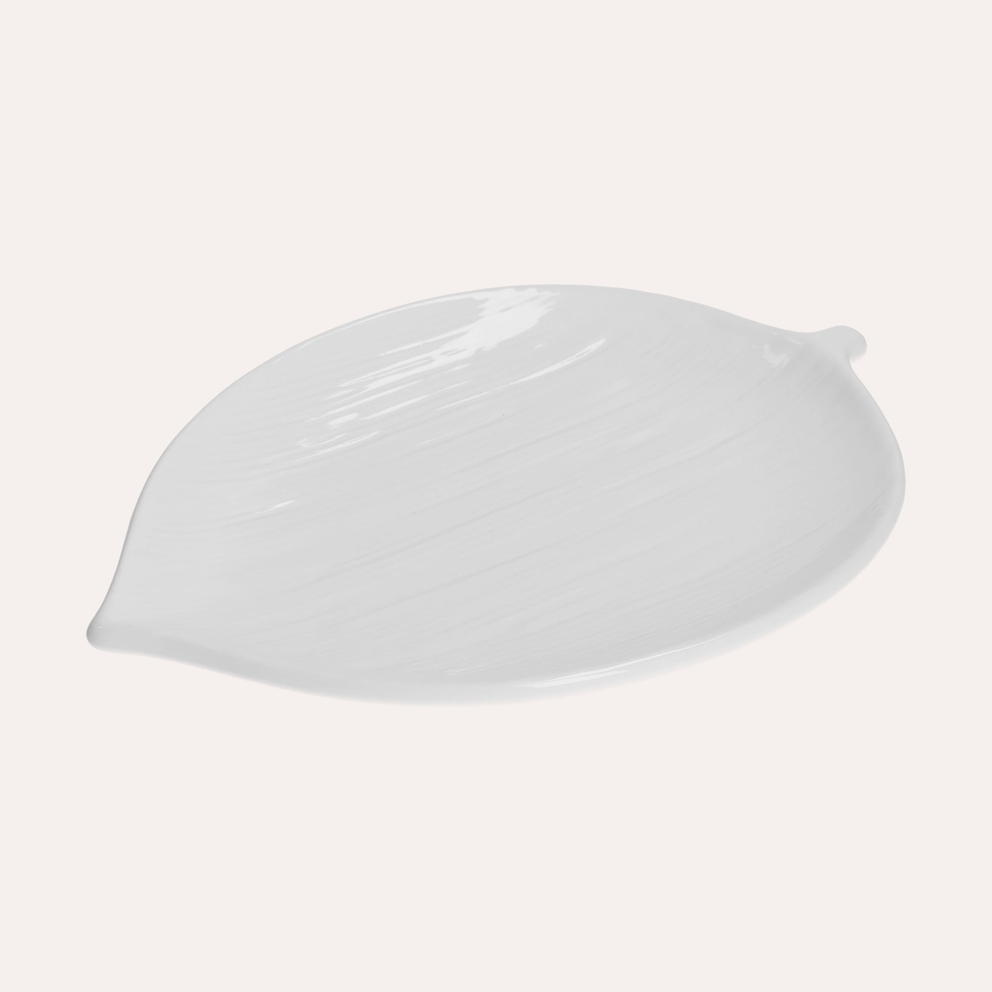 Set of 2 Leaf-Shaped Ceramic Dinner Plates