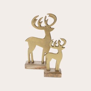 Cervi Dorati Decorativi su Base in Legno