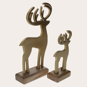 Cervi Dorati Decorativi su Base in Legno