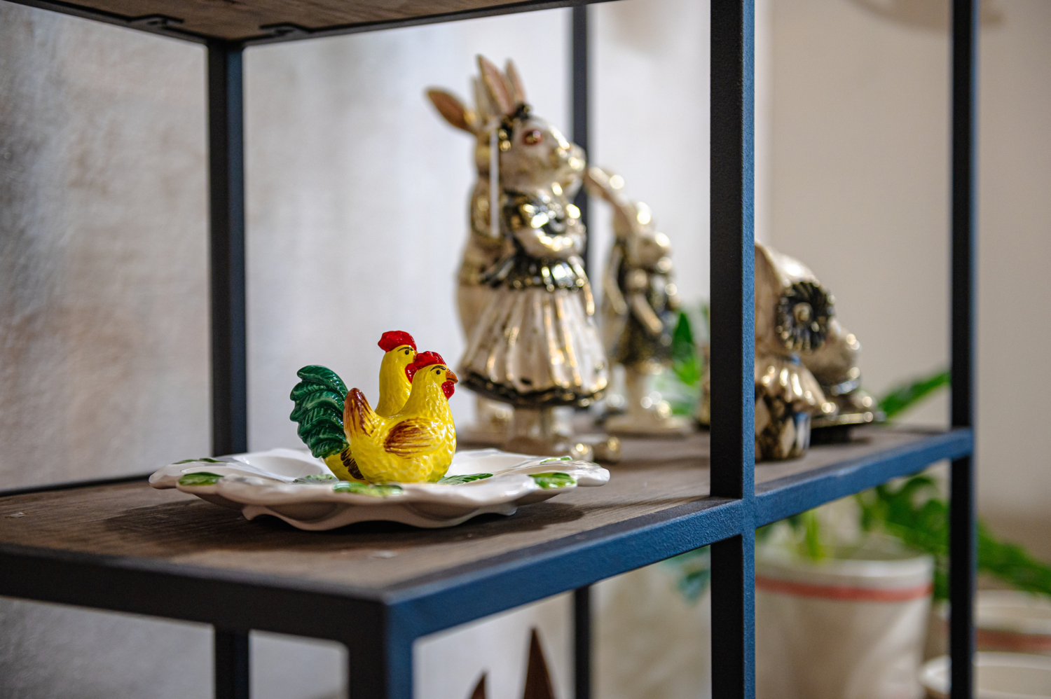 Portauova in ceramica “Family” con galline gialle D24xH11 cm – Made in Italy