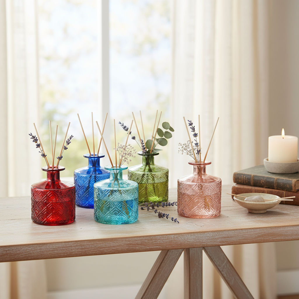 Set of 6 Colorful Recycled Glass Bottles – Mini Decorative Vases for the Home