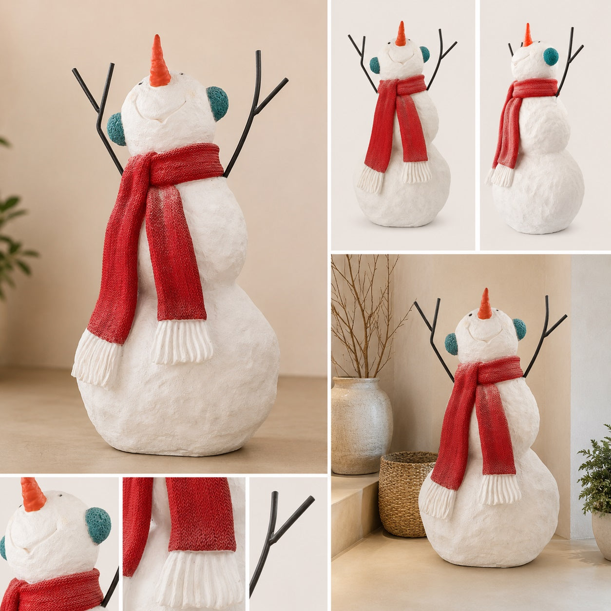 Pupazzo di Neve Decorativo in Resina 54×37×89 cm