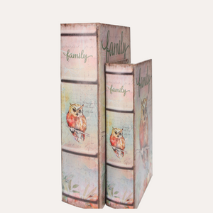 Coppia Scatole Libro Civetta in MDF