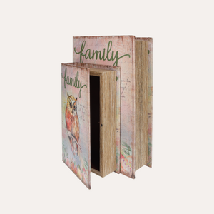 Coppia Scatole Libro Civetta in MDF